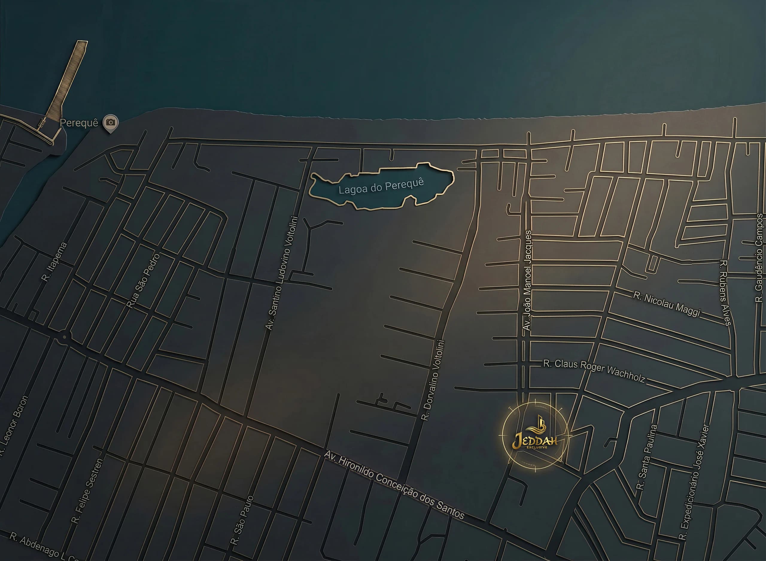 Mapa de localização do Jeddah Exclusive em Balneário Perequê.